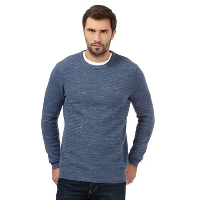Big and tall pale blue marl crew neck jumper